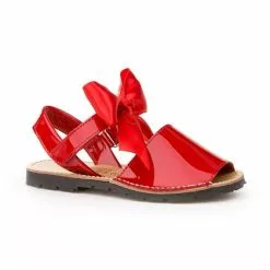 Abarcas Menorquinas Niña Piel Charol Lazo De Raso Velcro 206 Rojo, De Angelitos -Zapatos Tienda de ventas abarcas menorquinas nina piel charol lazo de raso velcro 206 rojo de angelitos 2
