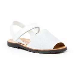 Abarcas Menorquinas Niña Piel Charol Y Glitter Velcro 208 Blanco, De Angelitos -Zapatos Tienda de ventas abarcas menorquinas nina piel charol y glitter velcro 208 blanco de angelitos 2