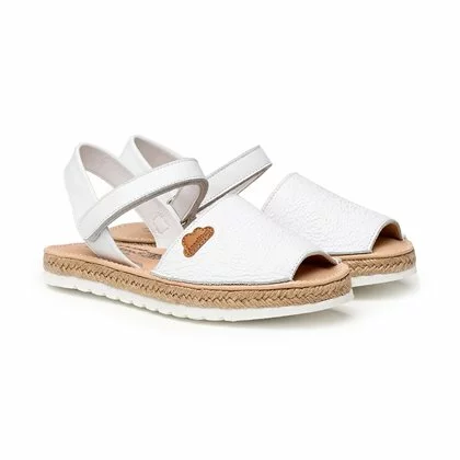 Abarcas Menorquinas Niña Piel Grabada Plantilla Acolchada Velcro 226 Blanco, De Angelitos 4 Abarcas Menorquinas Niña Piel Grabada Plantilla Acolchada Velcro 226 Blanco, De Angelitos - Imagen 2