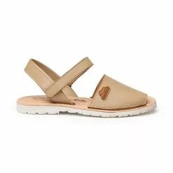 Abarcas Menorquinas Niña Piel Napa Plantilla Acolchada Velcro 220 Camel, De Angelitos