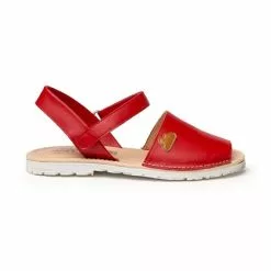 Abarcas Menorquinas Niña Piel Napa Plantilla Acolchada Velcro 220 Rojo, De Angelitos