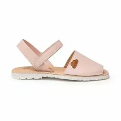 Abarcas Menorquinas Niña Piel Napa Plantilla Acolchada Velcro 220 Rosa, De Angelitos