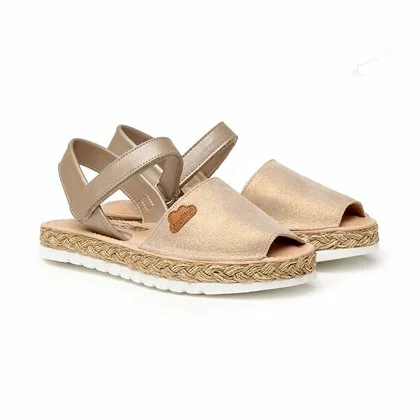 Abarcas Menorquinas Niña Piel Napa Y Glitter Plantilla Acolchada Velcro 222 Taupe, De Angelitos 4 Abarcas Menorquinas Niña Piel Napa Y Glitter Plantilla Acolchada Velcro 222 Taupe, De Angelitos - Imagen 2