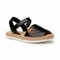 Abarcas Menorquinas Niña Piel Y Lentejuelas Plantilla Acolchada Velcro 224 Negro, De Angelitos -Zapatos Tienda de ventas abarcas menorquinas nina piel y lentejuelas plantilla acolchada velcro 224 negro de angelitos 2