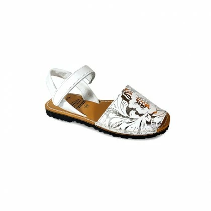 Avarcas Niña Piel Grabado Plata 205 Blanco, De C. Ortuño 4 Avarcas Niña Piel Grabado Plata 205 Blanco, De C. Ortuño - Imagen 2