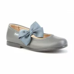 Bailarinas Colegiales Infantil Niña Piel Velcro Lacito 519 Gris, De Angelitos -Zapatos Tienda de ventas bailarinas colegiales infantil nina piel velcro lacito 519 gris de angelitos 2