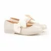 Bailarinas Colegiales Infantil Niña Piel Velcro Lacito 519 Beige, De Angelitos -Zapatos Tienda de ventas bailarinas colegiales nina piel adorno lacito 1509 beige de angelitos