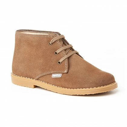 Botines Safari Pisacacas Niña Niño Piel Ante Cordones 403 Taupe, De Angelitos 5 Botines Safari Pisacacas Niña Niño Piel Ante Cordones 403 Taupe, De Angelitos - Imagen 3