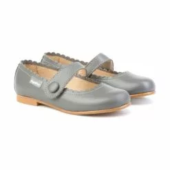 Merceditas Colegiales Niña Piel Napa Velcro 1512 Gris, De Angelitos -Zapatos Tienda de ventas merceditas colegiales nina piel napa velcro 1512 gris de angelitos 2