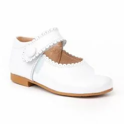 Merceditas Niña Piel Charol Velcro 1502 Blanco, De Angelitos -Zapatos Tienda de ventas merceditas nina piel charol velcro 1502 blanco de angelitos 2