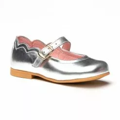 Merceditas Niña Piel Metalizada Hebilla 1100 Plata, De Angelitos -Zapatos Tienda de ventas merceditas nina piel metalizada hebilla 1100 plata de angelitos 2