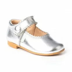 Merceditas Niña Piel Metalizada Velcro 1502 Plata, De Angelitos -Zapatos Tienda de ventas merceditas nina piel metalizada velcro 1502 plata de angelitos 2