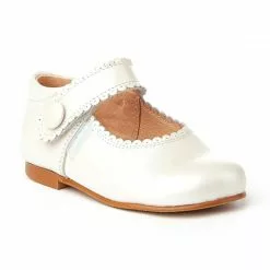 Merceditas Niña Piel Nacarada Velcro 1502 Beige, De Angelitos -Zapatos Tienda de ventas merceditas nina piel nacarada velcro 1502 beige de angelitos 2