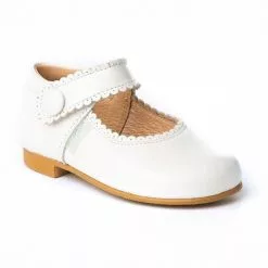 Merceditas Niña Piel Nacarada Velcro 1502 Blanco, De Angelitos -Zapatos Tienda de ventas merceditas nina piel nacarada velcro 1502 blanco de angelitos 2