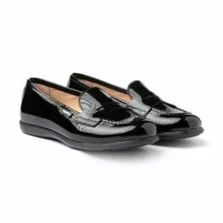 Mocasines Colegiales Niña Piel Charol Antifaz 468 Negro, De Angelitos
