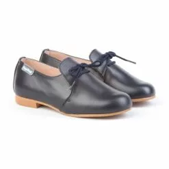 Zapatos Colegiales Infantil Niño Piel Cordones 1393 Marino, De Angelitos