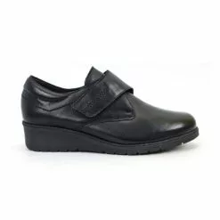 Zapatos Cómodos Mujer Piel Cuña Velcro Plantilla Extraíble 70243 Negro, De Tupié