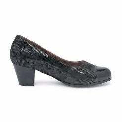 Zapatos De Salón Cómodos Mujer Piel Punta Charol Plantilla Extraíble 93 Negro, De Tupié