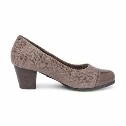 Zapatos De Salón Cómodos Mujer Piel Punta Charol Plantilla Extraíble 93 Taupe, De Tupié