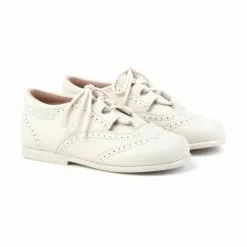 Zapatos Inglesitos Colegiales Infantil Niño Niña Piel Cordones 505 Beige, De Angelitos
