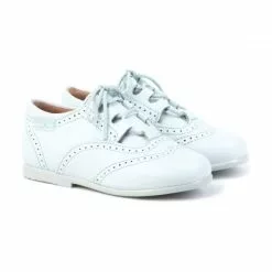 Zapatos Inglesitos Colegiales Infantil Niño Niña Piel Cordones 505 Celeste, De Angelitos