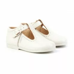 Zapatos Pepitos Colegiales Infantil Niño Niña Piel Hebilla 503 Beige, De Angelitos