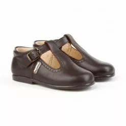 Zapatos Pepitos Colegiales Infantil Niño Niña Piel Hebilla 503 Chocolate, De Angelitos
